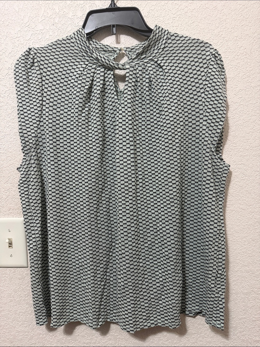 Elle Sage Green Sleeveless Geo Print Blouse